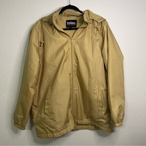 Totes woman gold Hooded Jacket size L soft lined windbreaker full zip winter